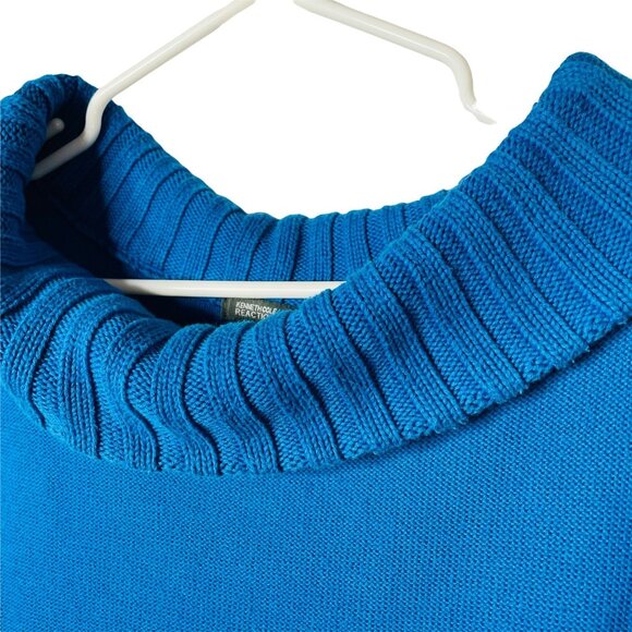 Womens Blue Cowl Neck Sweater Kenneth Cole Knit Top u Size Medium - Picture 3 of 6
